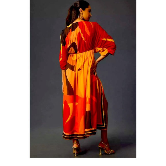 Anthropologie Farm Rio Short-Sleeve Wrap-Front Maxi Dress Size M - Picture 3 of 10